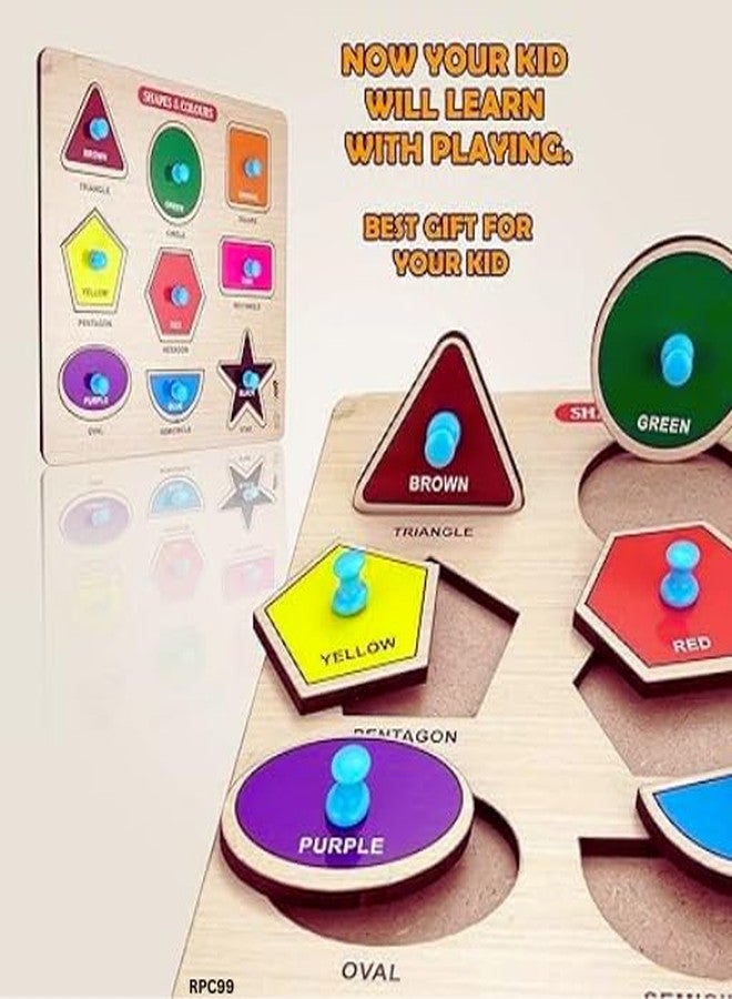 RPC99 Learn Different Geometric Shape&Colors Puzzles Montessori Shapes Wooden Board, for Kids - Image 4